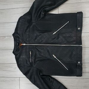 Genuine leather jacket with warm winter liner